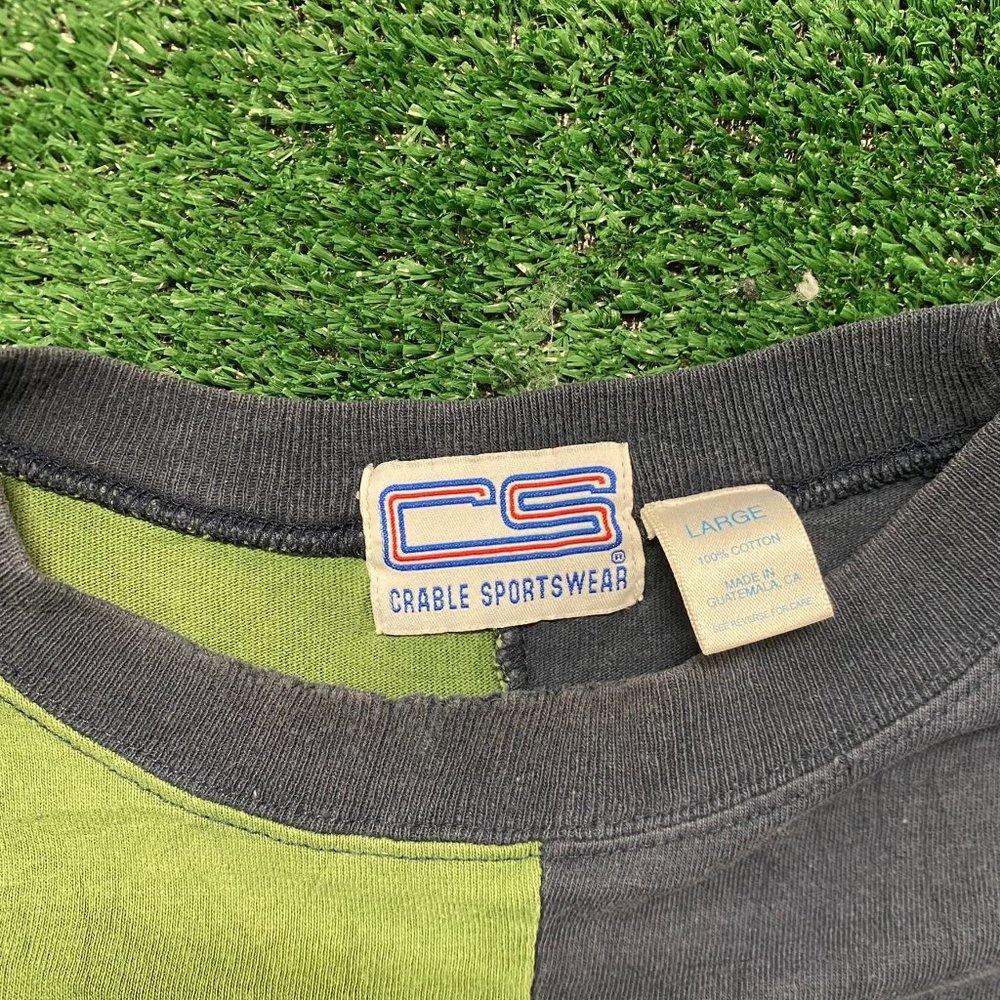 Vintage 90s Notre Dame Fighting Irish T-Shirt Split Cut & Sew Faded Boxy L - Picture 4 of 5
